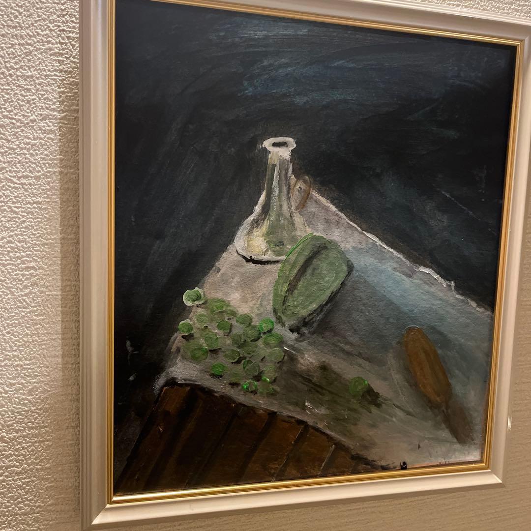 静物油彩画 暗い背景の果物27cm25cm