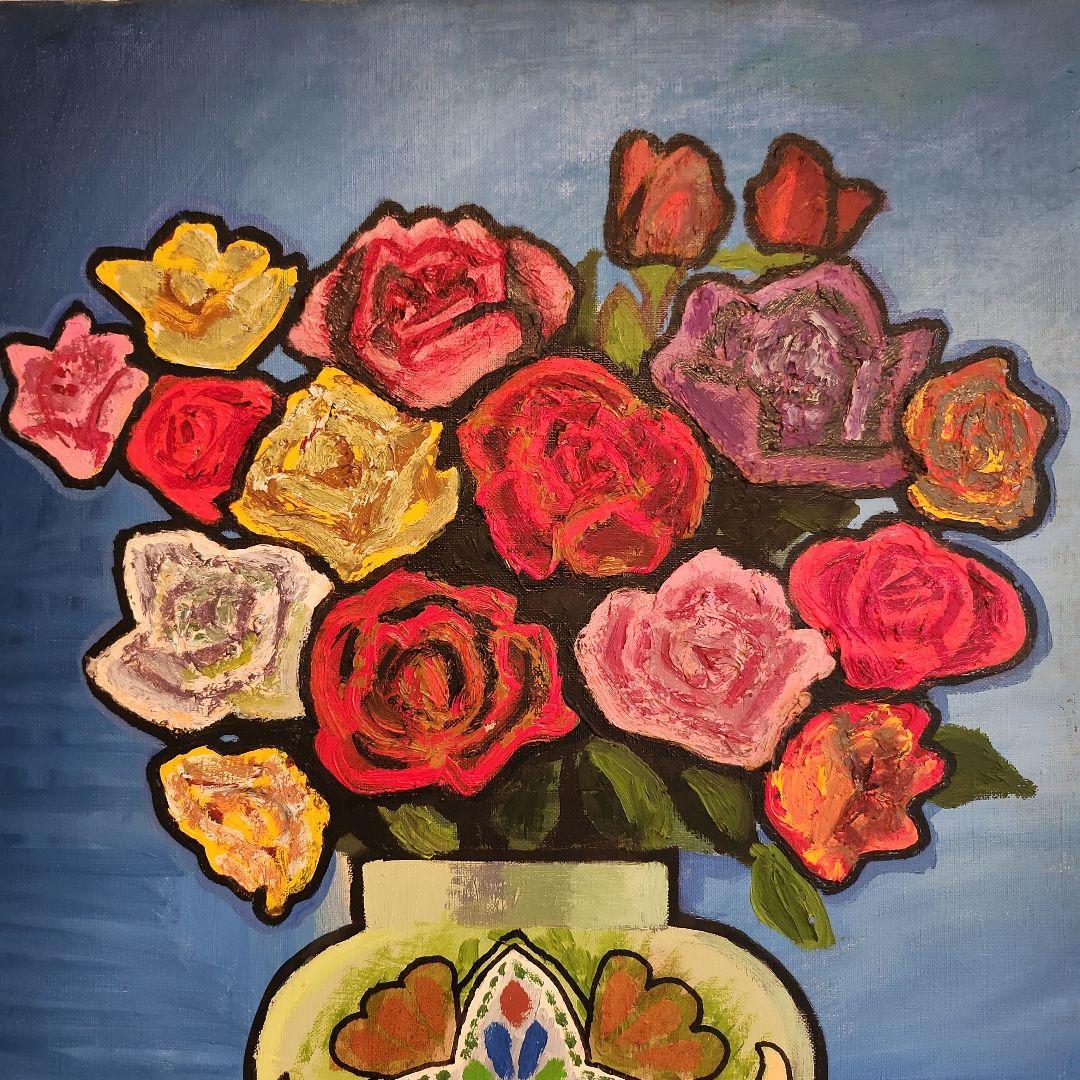 田渕眞兒　油絵　油彩画　薔薇シリーズ　花　No.3-18-s