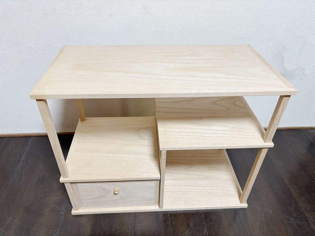 未使用 茶道具 清峯作 桐木地 利休袋棚 志野棚 組立式 炉用 点前棚 紙箱