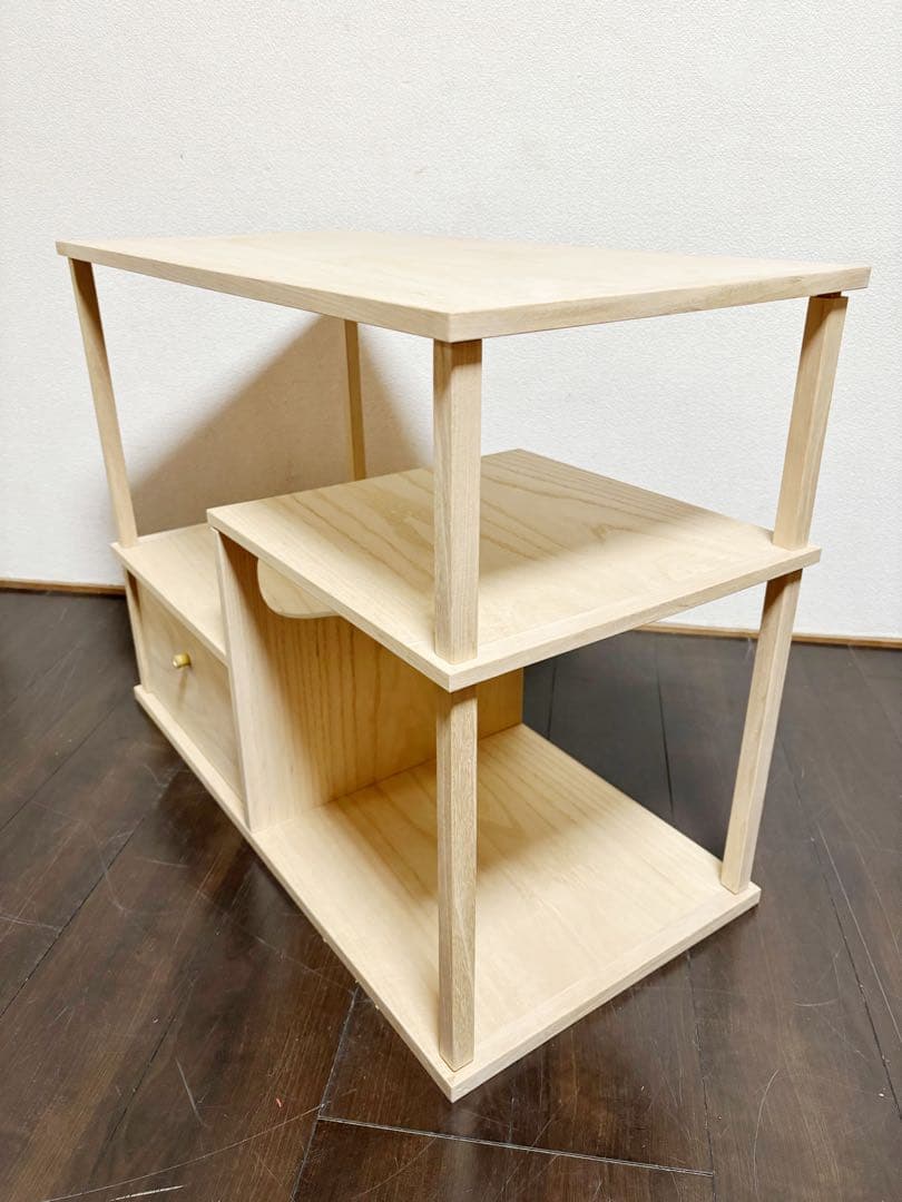 未使用 茶道具 清峯作 桐木地 利休袋棚 志野棚 組立式 炉用 点前棚 紙箱