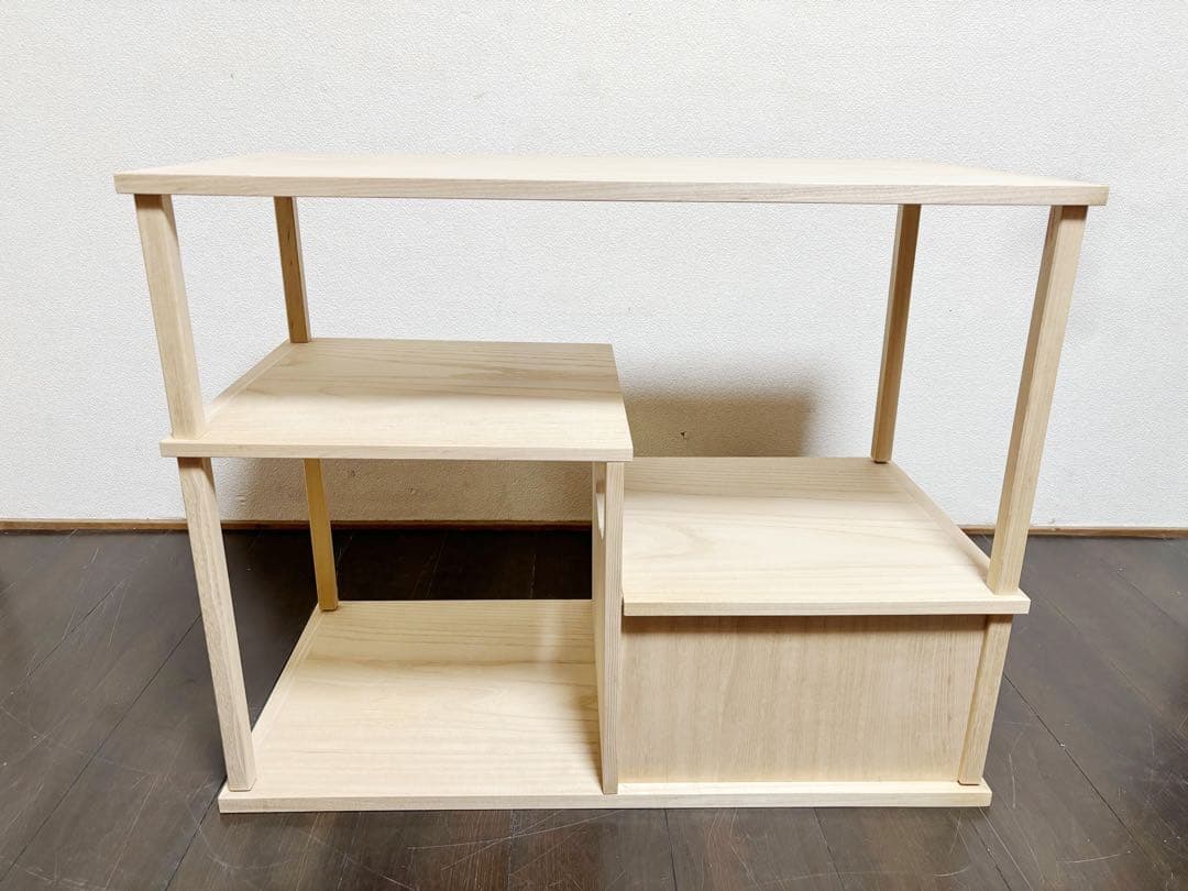 未使用 茶道具 清峯作 桐木地 利休袋棚 志野棚 組立式 炉用 点前棚 紙箱