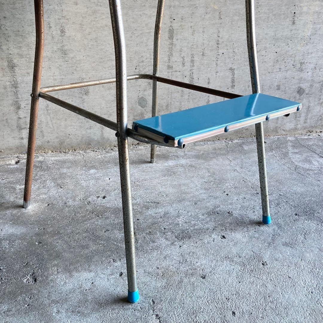 ベビーチェア 子供椅子 ハイチェア 家具 ビニール 青色 ポップ 昭和 レトロ