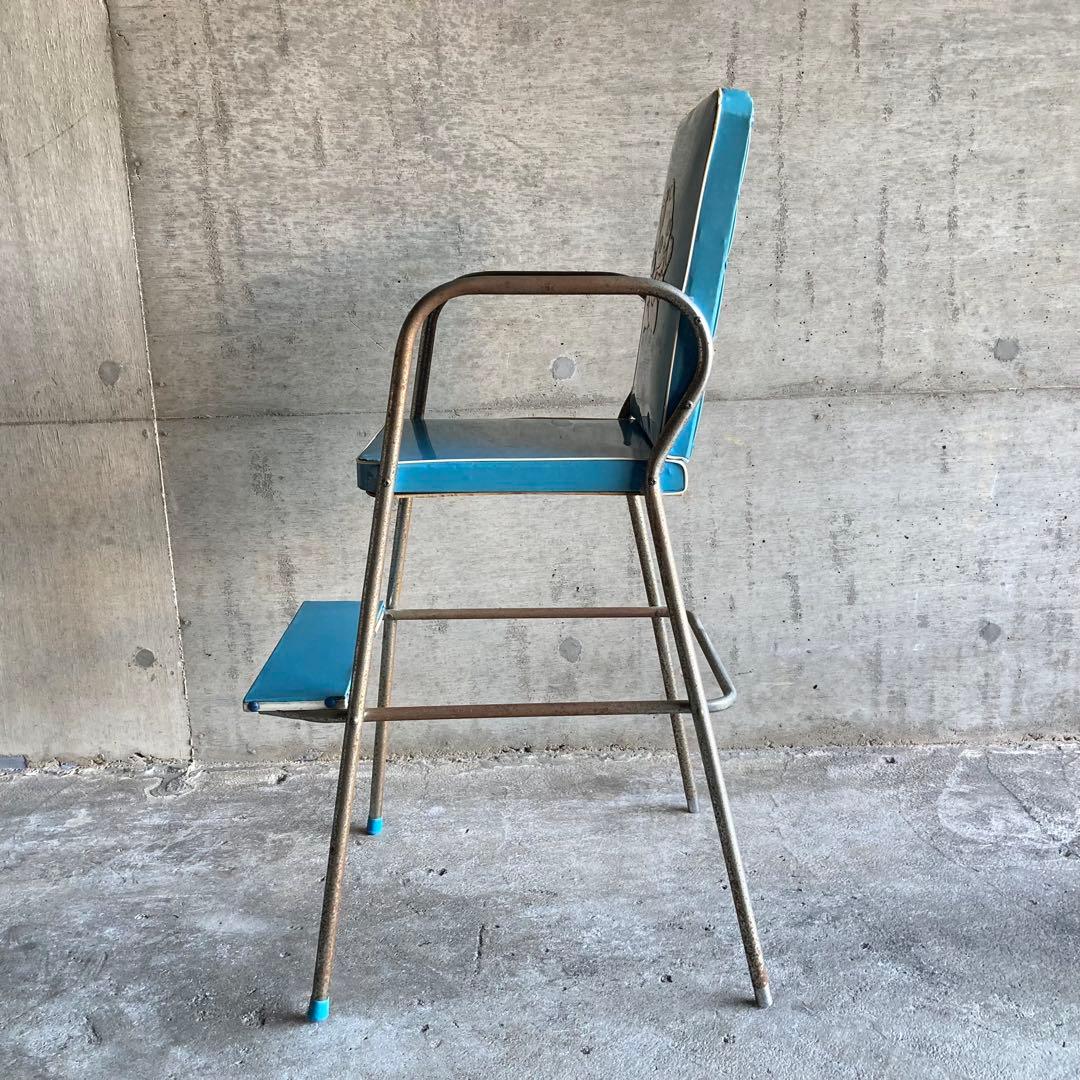 ベビーチェア 子供椅子 ハイチェア 家具 ビニール 青色 ポップ 昭和 レトロ
