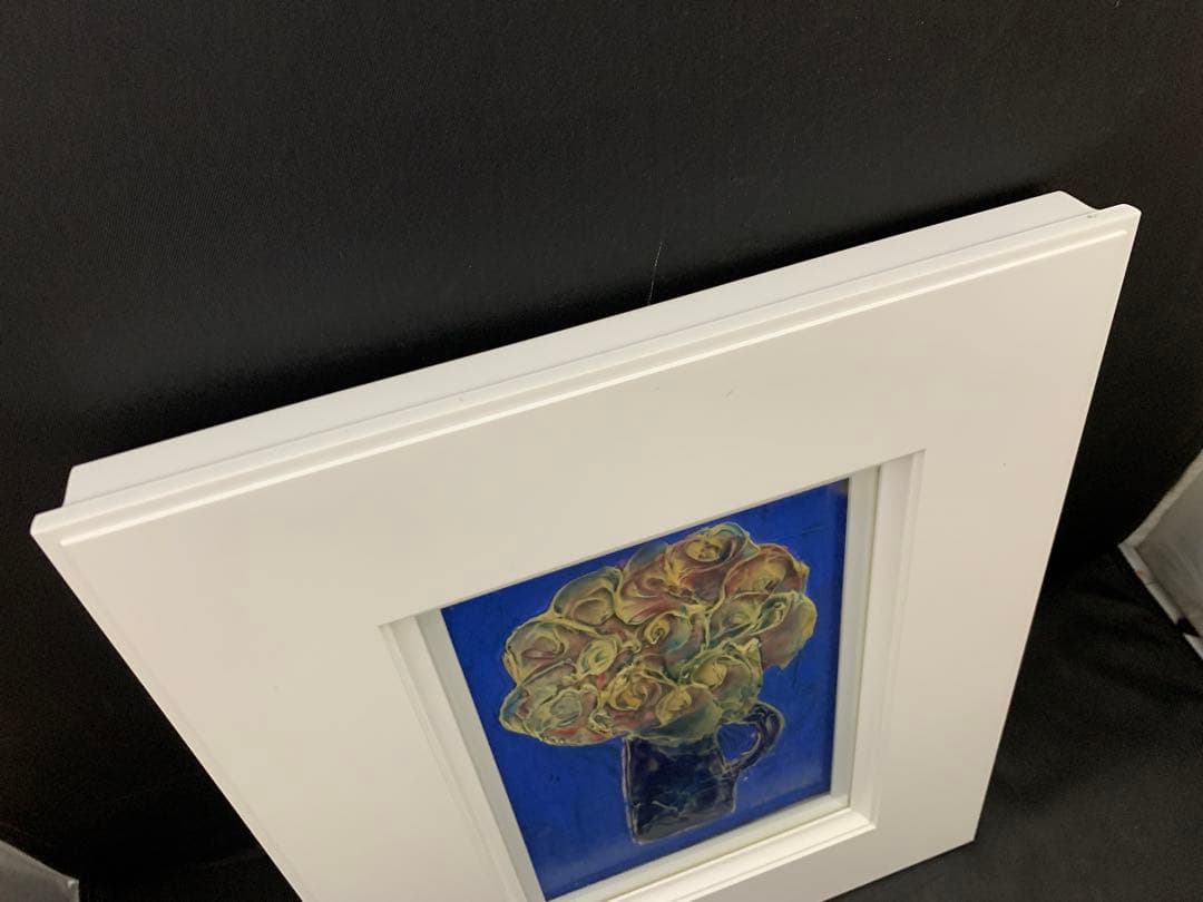 グラスのバラ　芝田キク　油彩