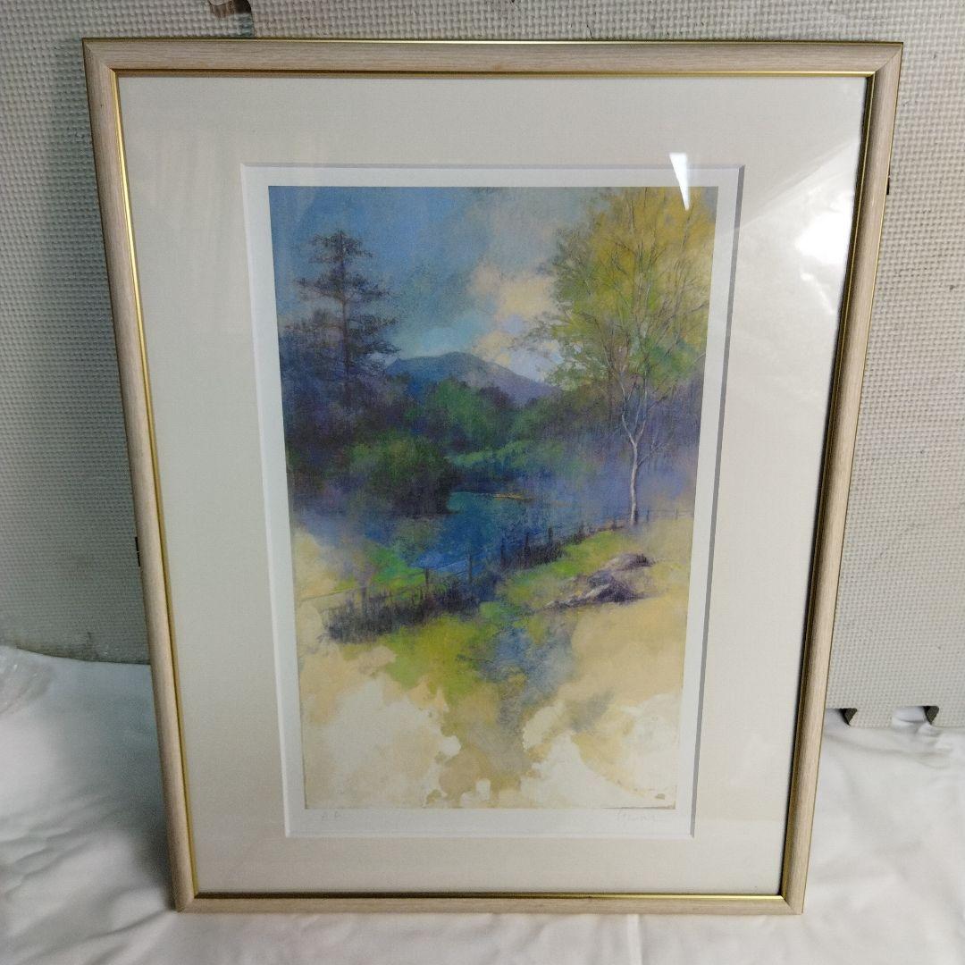 柳井貴光　風景画 初夏　軽井沢　千ケ滝　フレーム付き