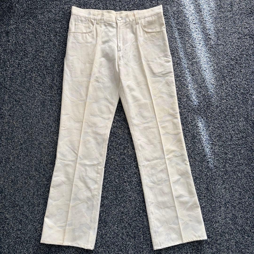 マークアンドロナ　総柄　カモフラ柄　ストレッチ　パンツ　ゴルフウェア　白　M