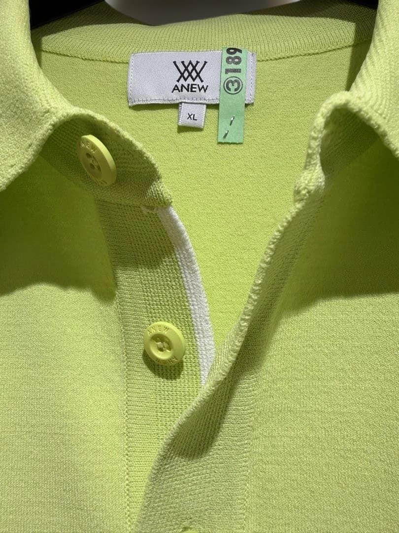 美USED ANEW GOLF メンズ ニットポロ イエロー アニューゴルフ