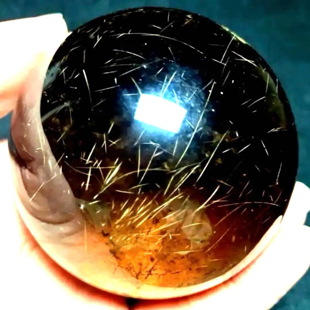 超大玉　63mm ゴールドルチルクォーツ　金針水晶　パワーストーン