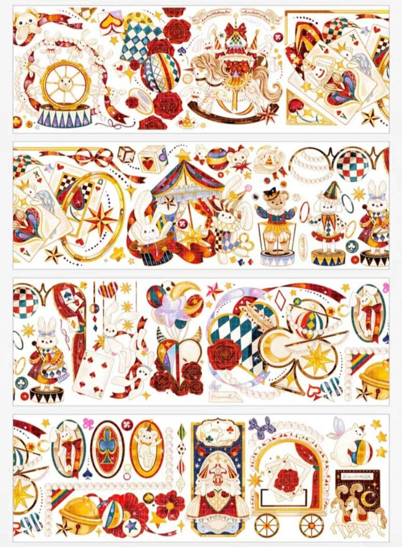 巻売 476★ 海外 マスキングテープ マステ PET 装飾 動物 兎 金ホロ