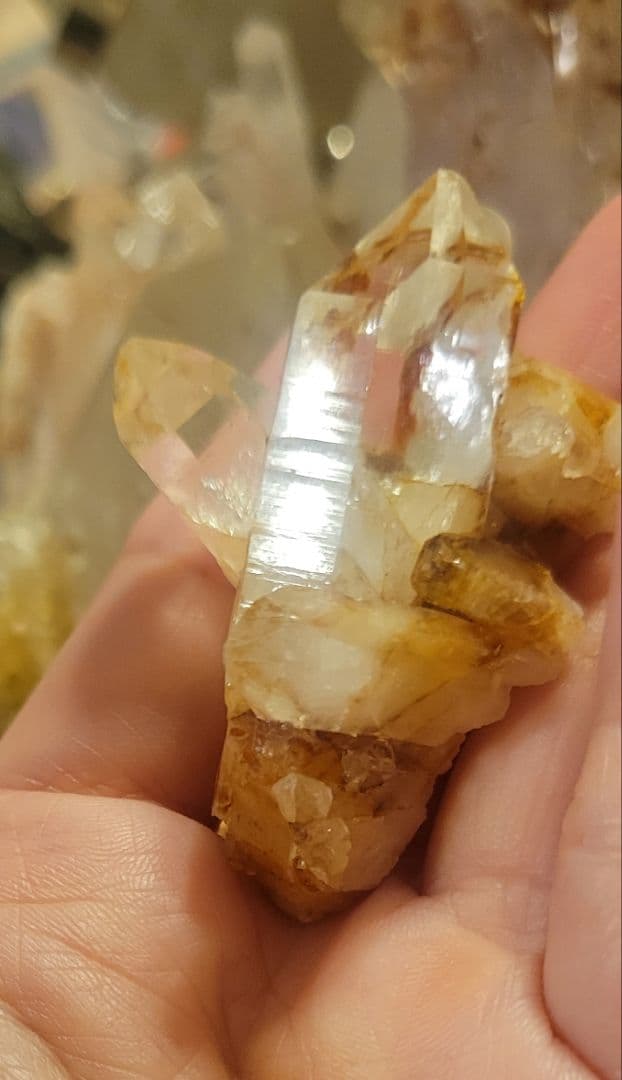 ！神聖　ヒマラヤ鉱山ガネーシュヒマール産 ヒマラヤ水晶ポイント 虹あり