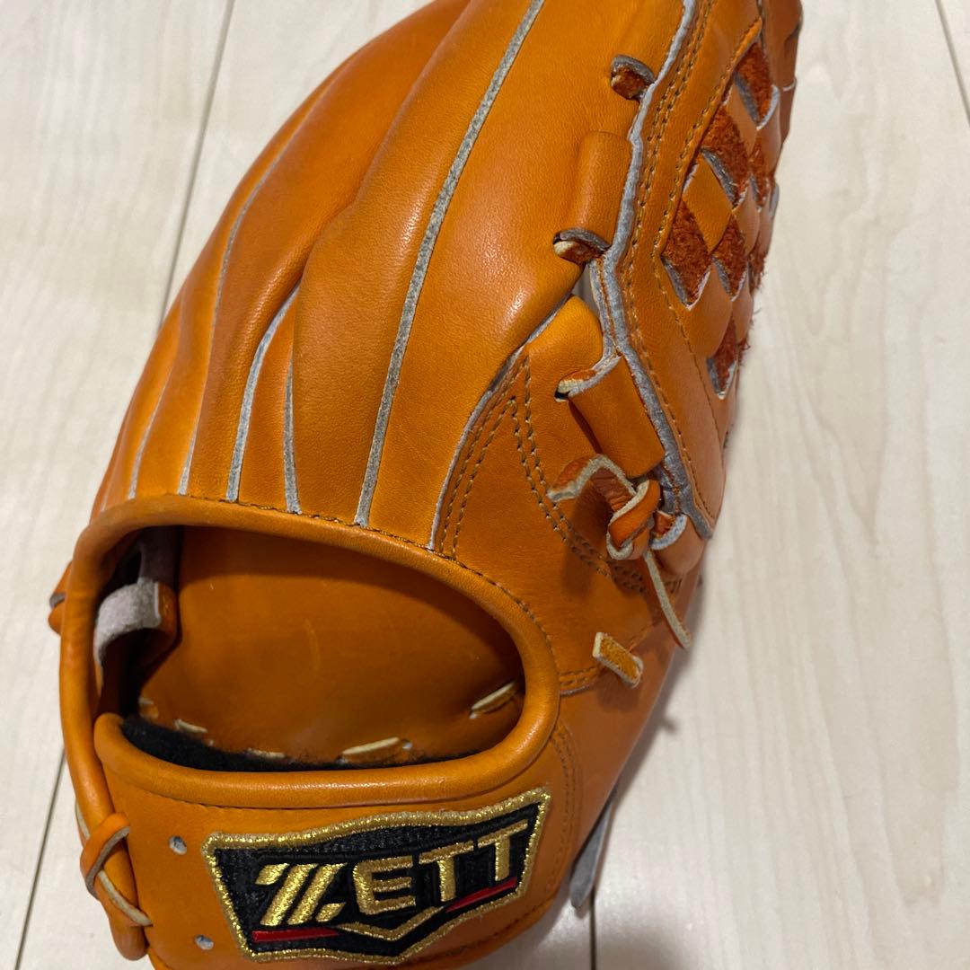ゼット野球グローブ オレンジ レザー 編み込みスタイル　　　源田モデル