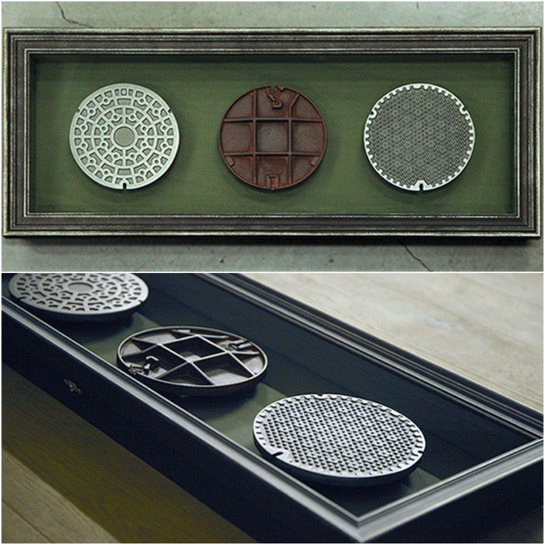 稀少 廃番品 ミニチュアマンホール 額装品 本物志向 ダクタイル鋳鉄