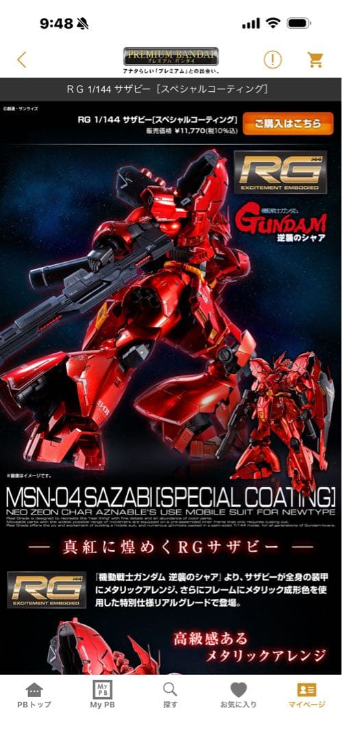 RG MSN-04 サザビー　スペシャルコーティング