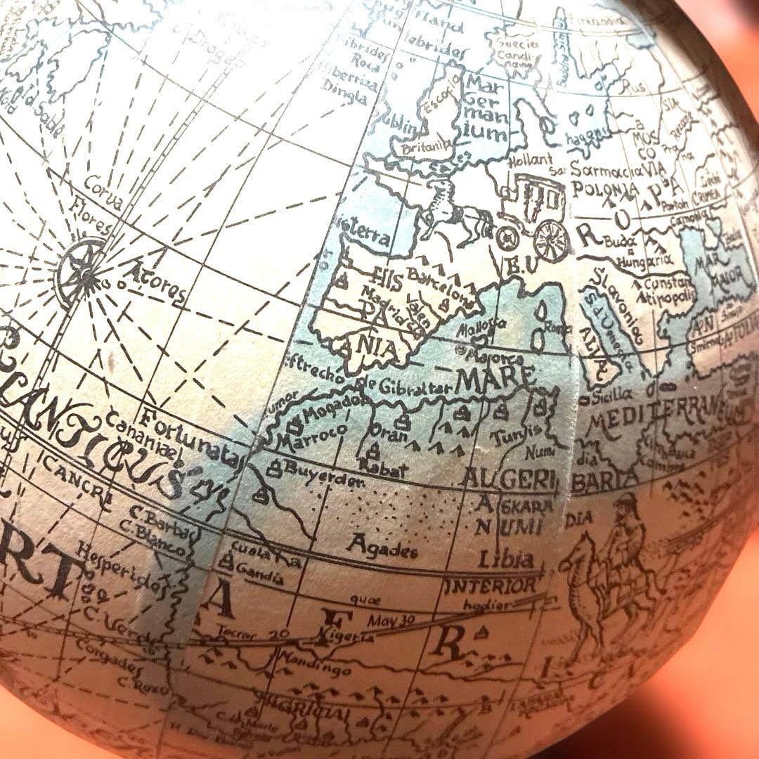 美品　スペイン製　高級インテリア　ビンテージ 地球儀 木製スタンド　回転可