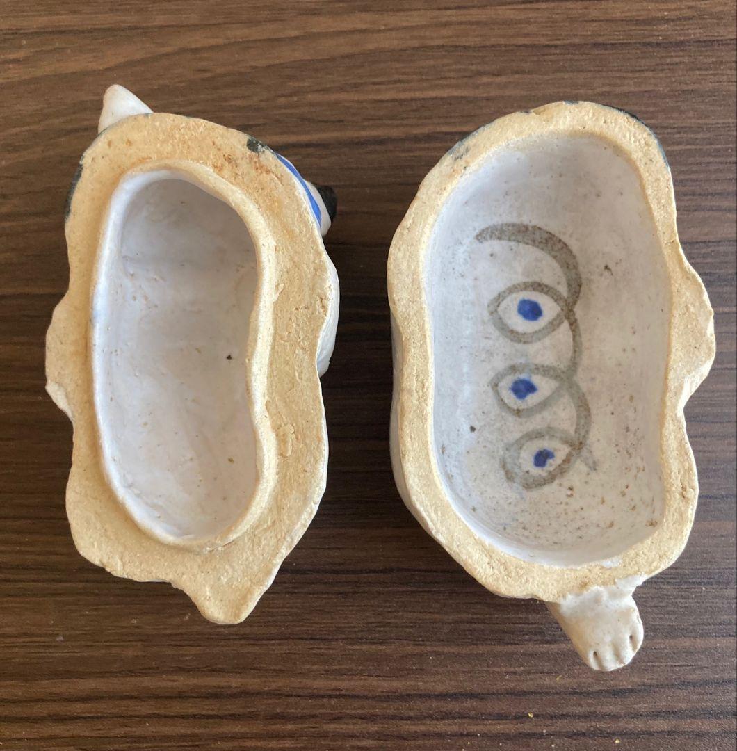 ささきようこ　猫　猫小物入れ　鯛　陶器　陶芸