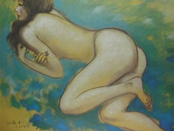 古沢岩美、デッサン 34、希少大判画集画、新品額装付、状態良好