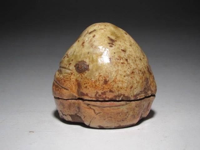 ☆　時代　布袋香合　表千家　九代了々斎在判・十三代即中斎追書　二重箱☆y594