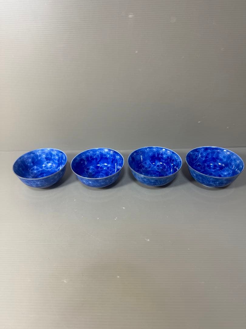 2402  深川製磁　白桜花柄　湯呑　4客