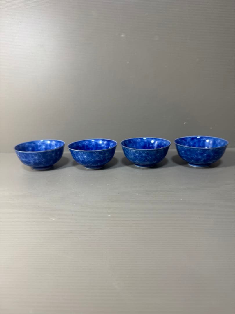 2402  深川製磁　白桜花柄　湯呑　4客