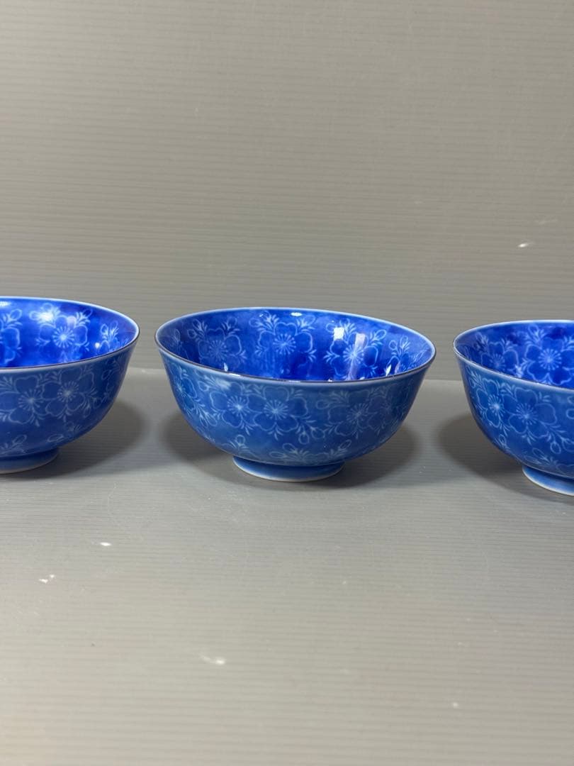 2402  深川製磁　白桜花柄　湯呑　4客