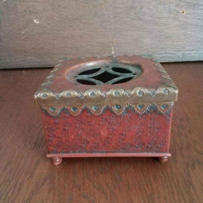 逸品　緋銅　毛織式　香炉　花活け　灰皿　松栄堂　明治金工　和骨董　アンティーク