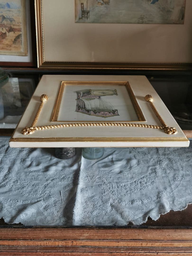 アンティークフランス ルイ16世式天蓋ベッド イタリア額装 マリーアントワネット