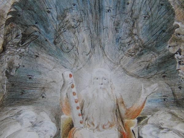 ウィリアム・ブレイク、神の玉座の前で冠を脱ぐ24人の長老たち、希少な画集より