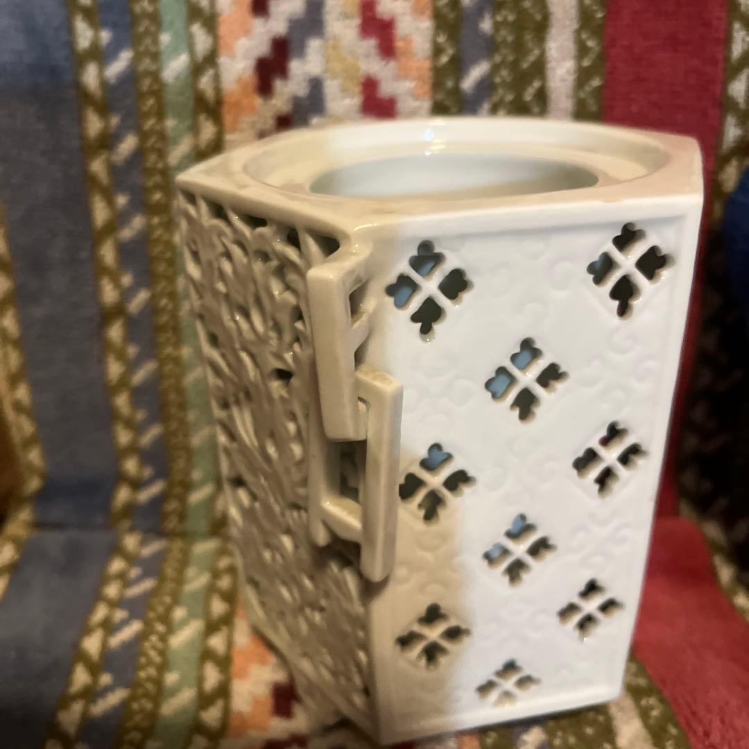 「さくらプロヒさん専用」有田焼　杉原一壺　白磁　透かし彫　香炉　三つ足　獅子