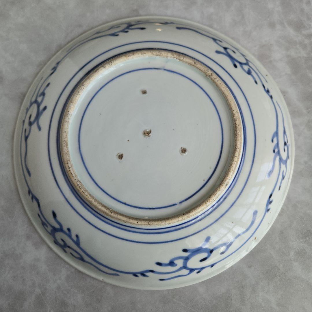 古伊万里　染付　微塵唐草　七寸皿　江戸時代　金直し　骨董　金継ぎ　アンティーク