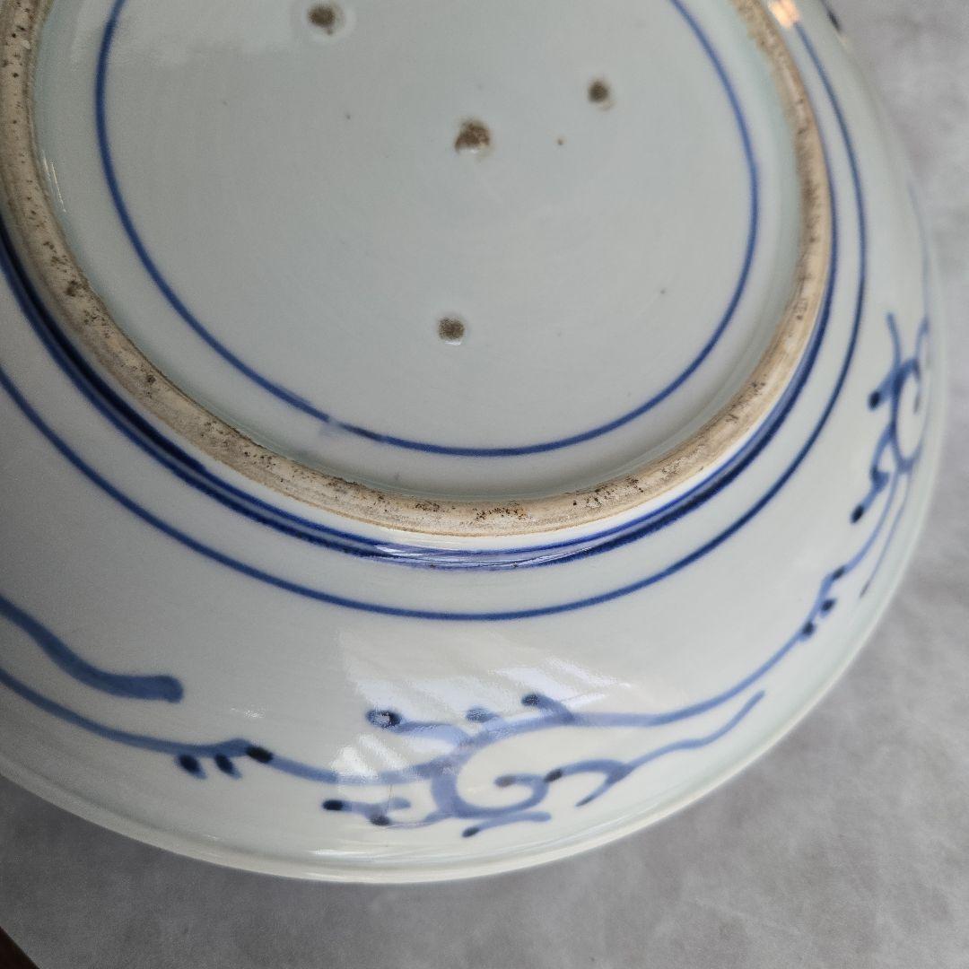 古伊万里　染付　微塵唐草　七寸皿　江戸時代　金直し　骨董　金継ぎ　アンティーク