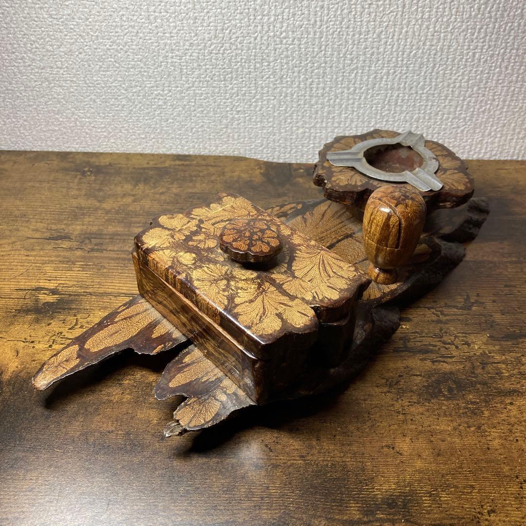 E-壁 【希少】アンティーク 樺細工 天然木 喫煙具セット灰皿・煙草入れ