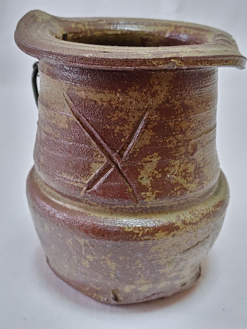 美濃雅山窯　灰釉掛花入　中島正雄作