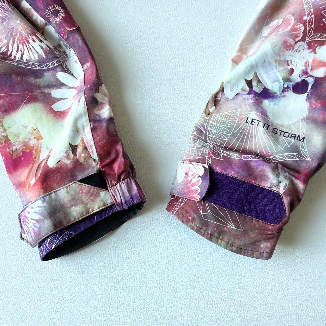 3236【美品】ボルコム　ジャケット ゴアテックス 総柄 花柄　S ピンク