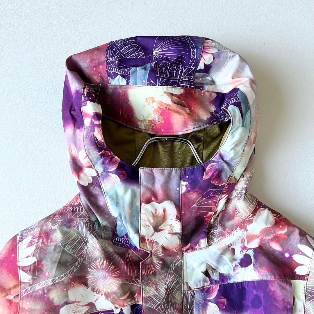 3236【美品】ボルコム　ジャケット ゴアテックス 総柄 花柄　S ピンク