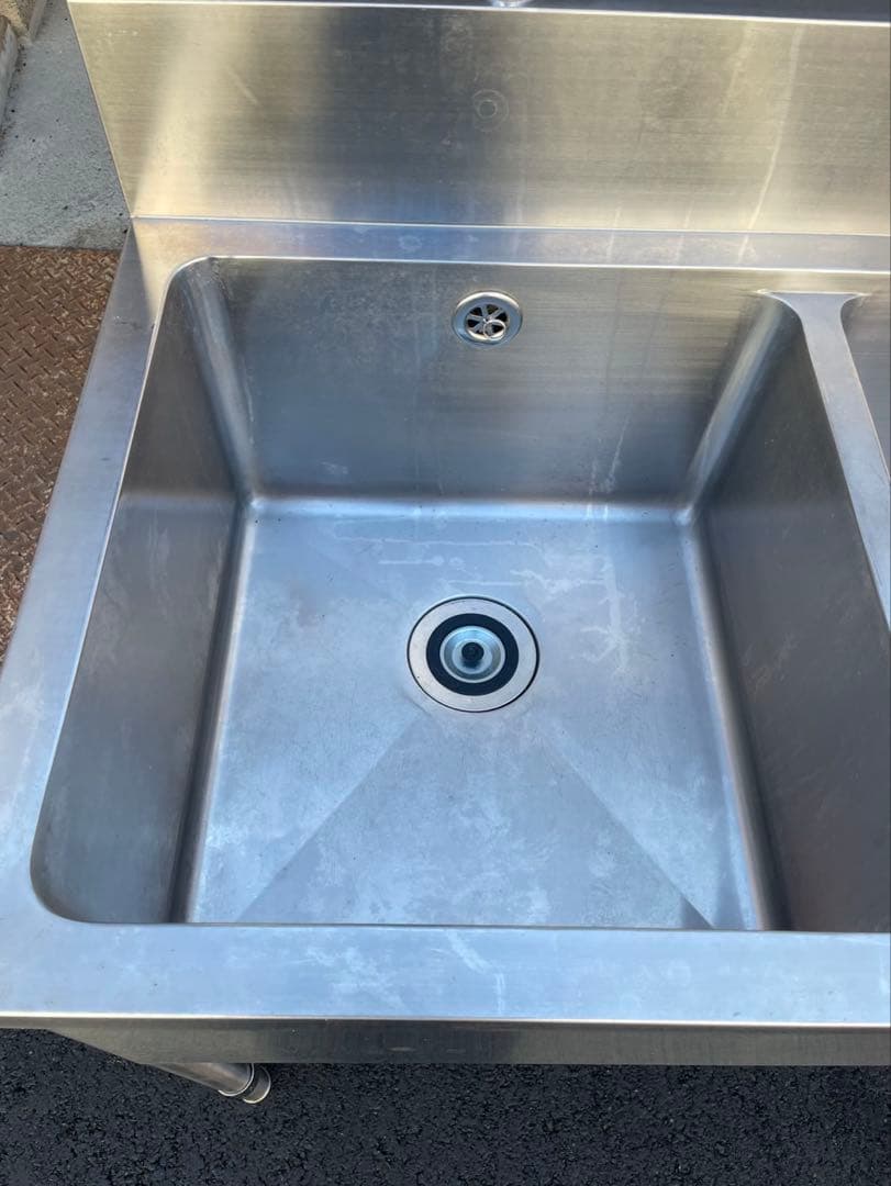 業務用 3槽シンク 3口蛇口付き 混合水栓付き 幅1500×奥600×高さ850