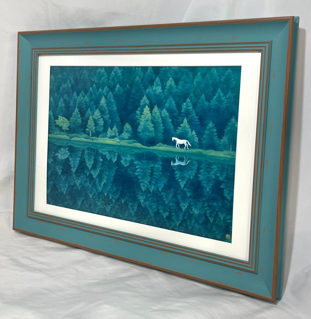 【新品】東山魁夷「緑響く」 ポスター　複製画　日本画　風景画　高級額付