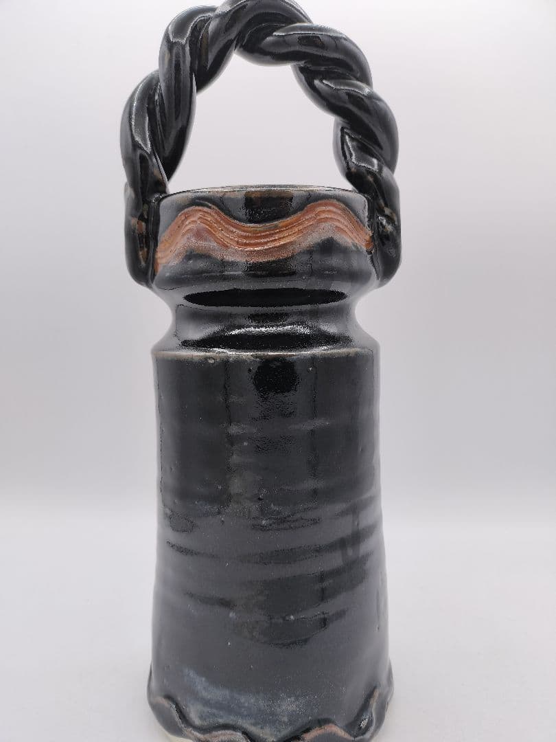 c864 むすび花入 古瀬戸 十三代　山口小左衛門 木箱 茶道具 古物