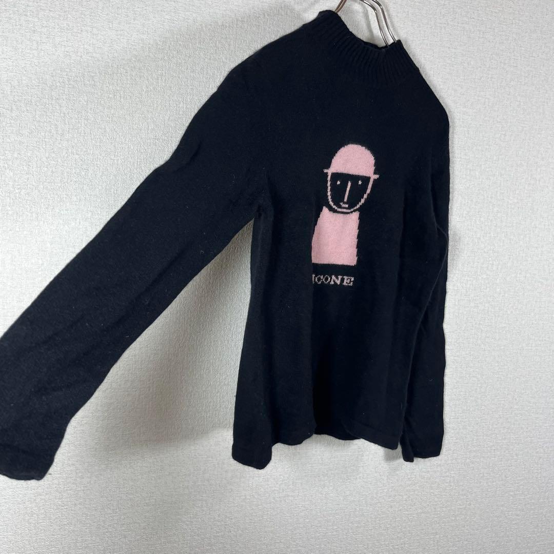 ピッコーネ/カシミア100/ハイネックニット/セーター/40/黒/キャラデザイン