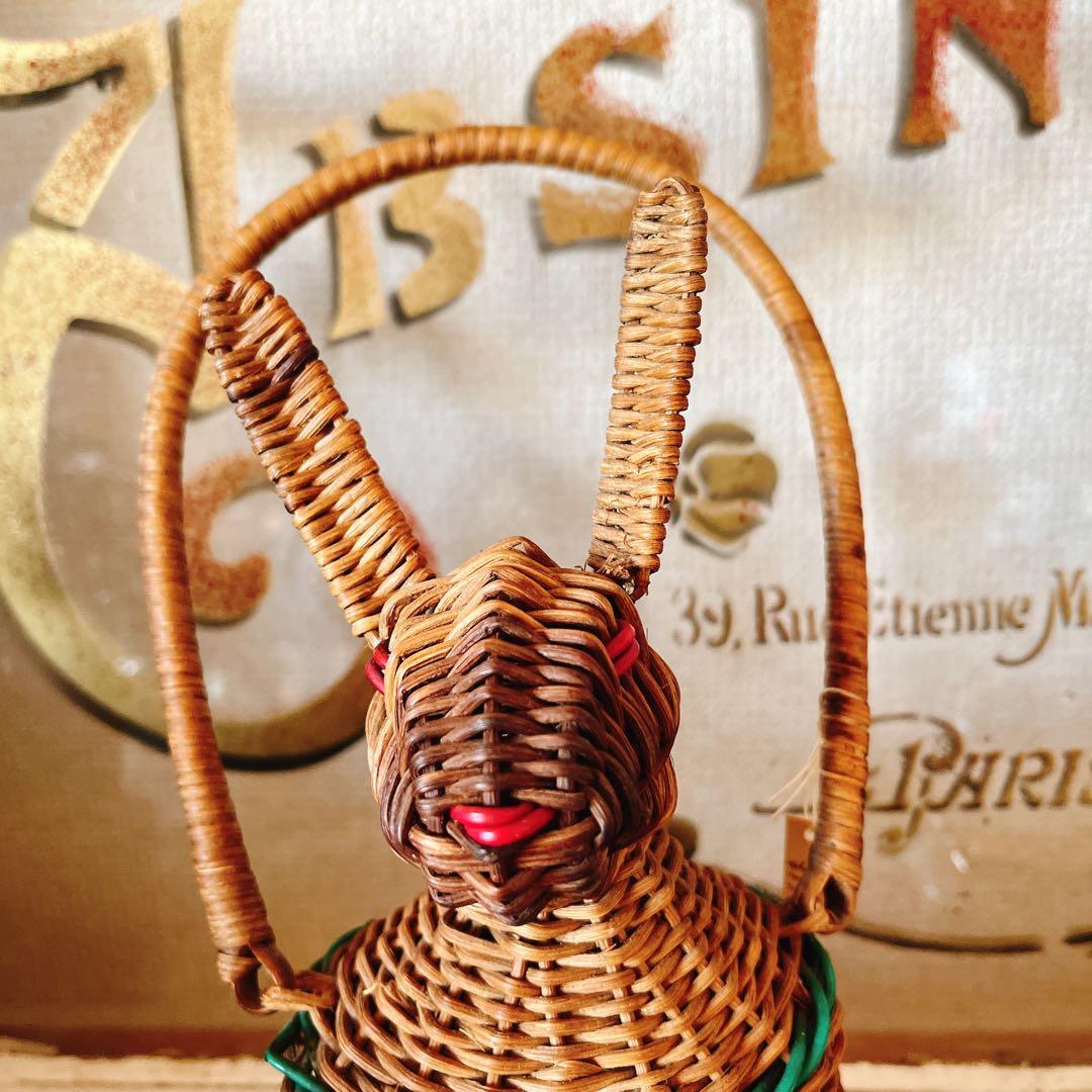 フランス　ブロカント　可愛いウサギのパニエ