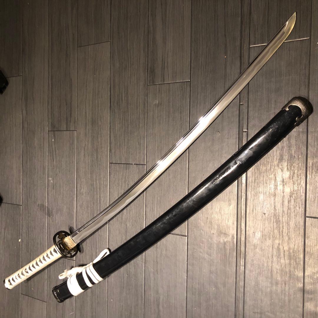 高級模造刀　樋有刀身 茶白拵え　居合刀　太刀　本格模造刀