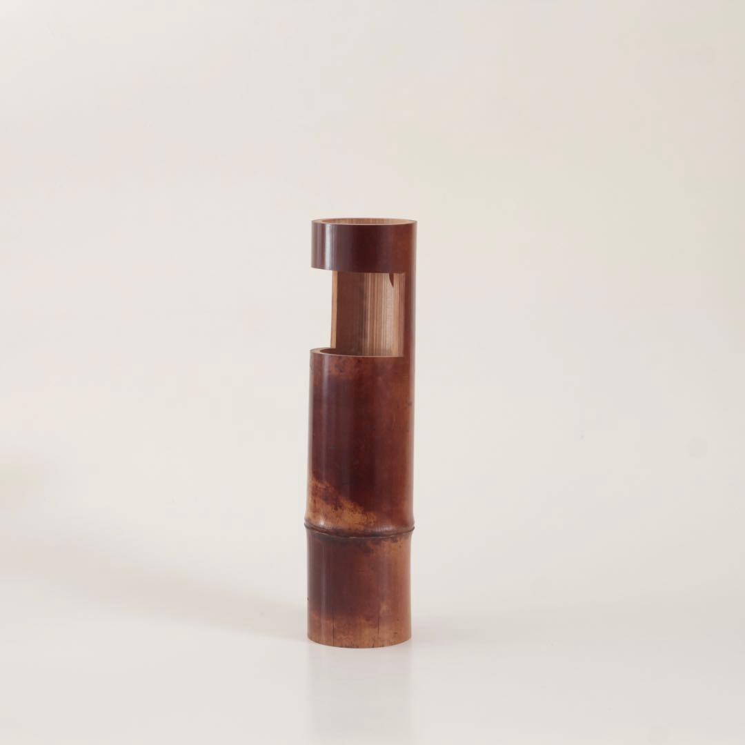 一重切 竹 掛花入れ 花器 茶道具 古道具 アンティーク 花押 茶人