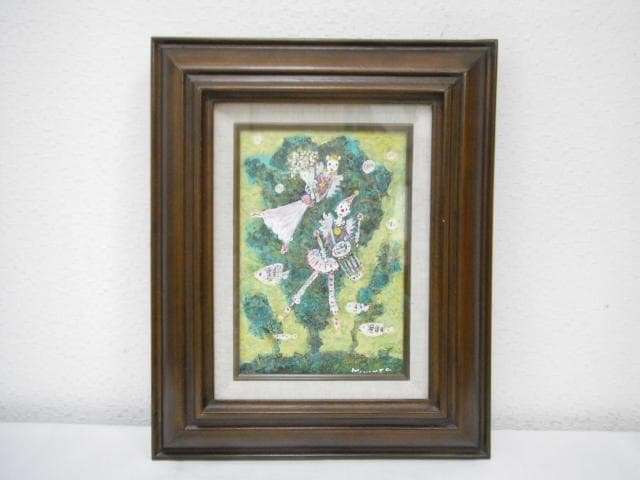 真作保証 海流に舞う 2001年 天使の羽根をもらったピエロ 油彩 木村信之 作