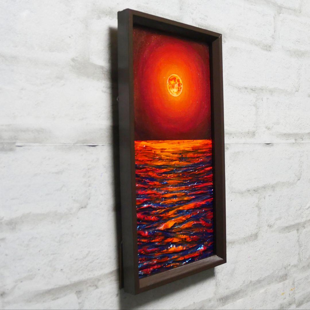 油絵 油彩 油彩画 絵 絵画 長方形ミニ絵画【神秘的な夜】