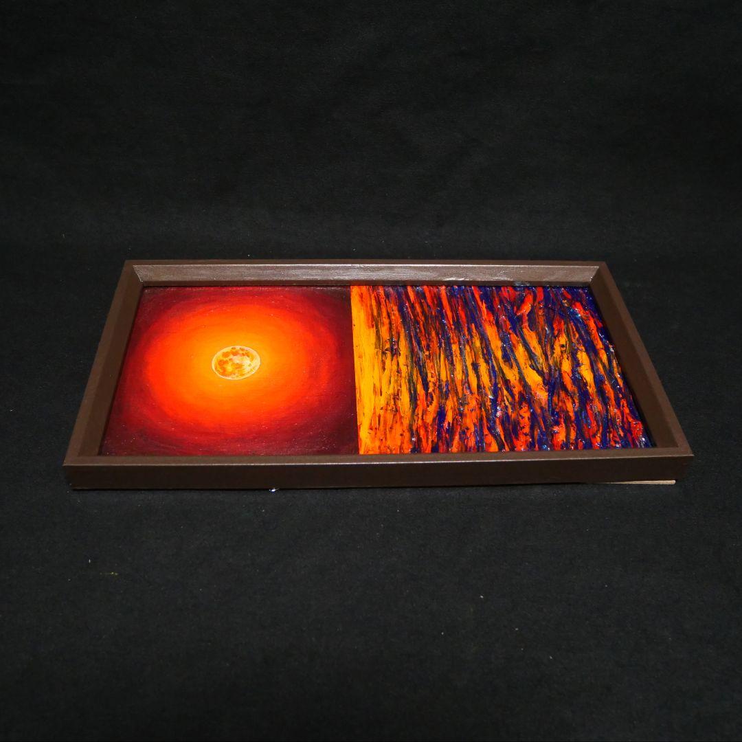油絵 油彩 油彩画 絵 絵画 長方形ミニ絵画【神秘的な夜】