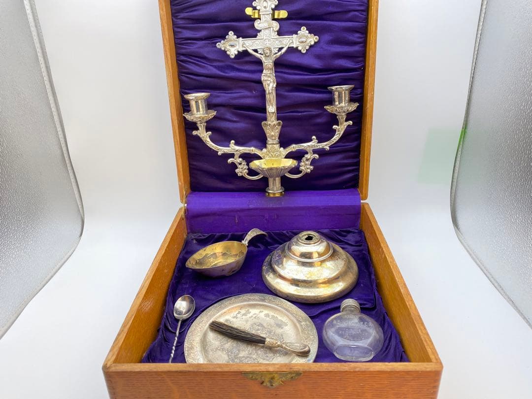 1890年代 カトリック聖具 Sick Call Outfit 祭壇アンティーク