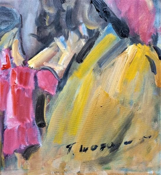 作者T・モーファン　　タイトル「帽子の女」　F８号　　油彩　額装