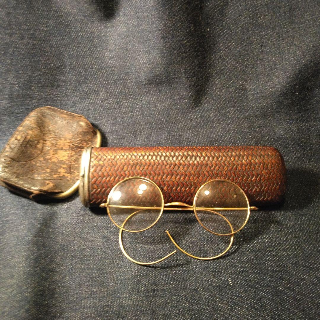 明治時代？編み込み眼鏡ケースと眼財布セット　ビンテージ　アンテーク　骨董