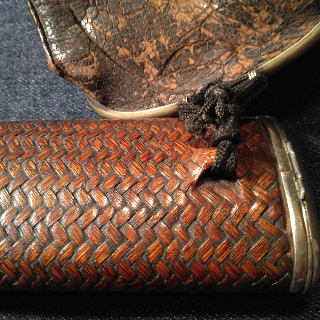 明治時代？編み込み眼鏡ケースと眼財布セット　ビンテージ　アンテーク　骨董