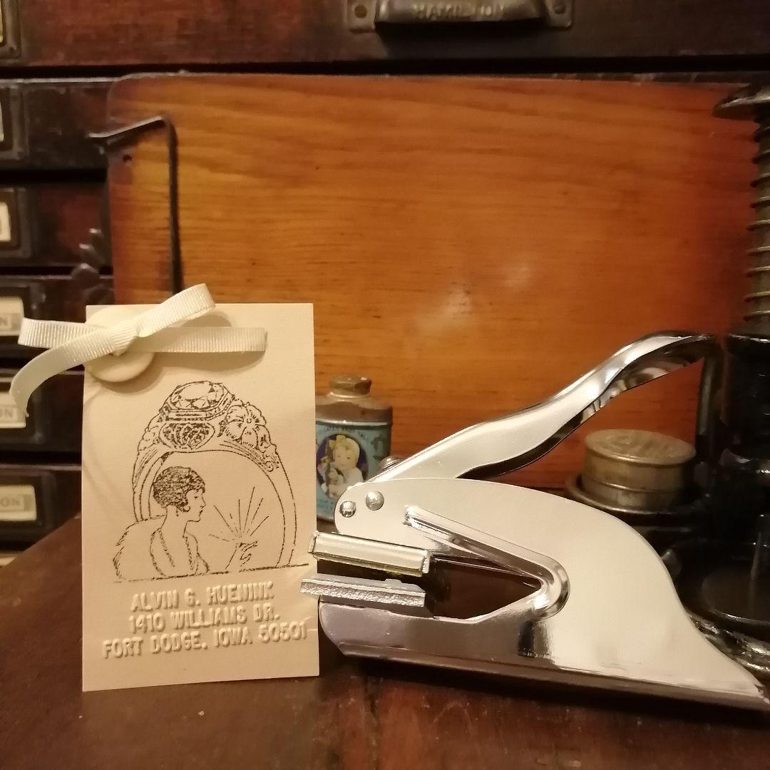 米国製ヴィンテージ ハンディタイプ エンボッサー 箱入りスタンプ☆はんこ☆文房具