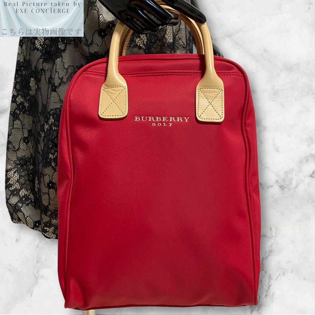 バーバリー ゴルフ 未使用 ウォーターリペレント ナイロンレザーシューズバッグ